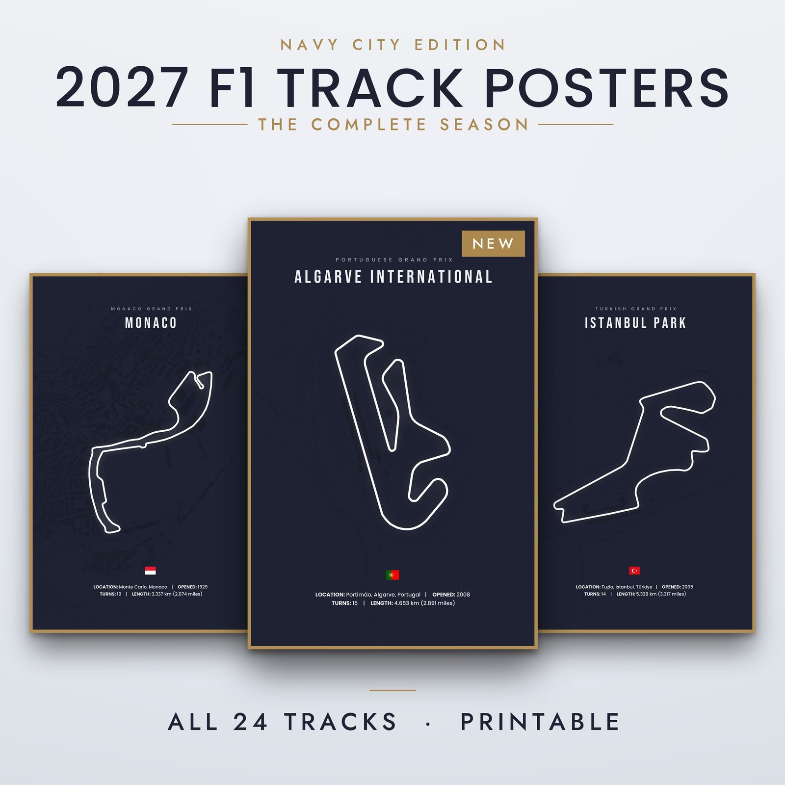 Navy City edition: Monaco, Portimão and Istanbul Park circuit posters