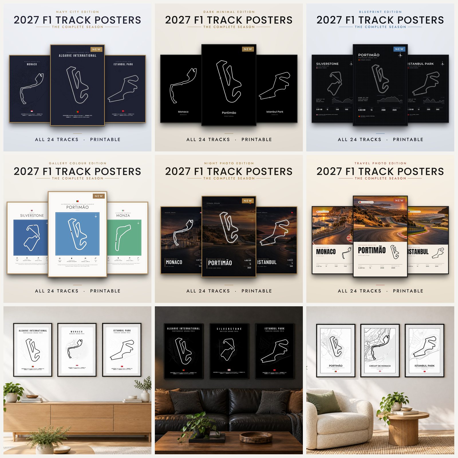 All nine 2027 poster editions side by side